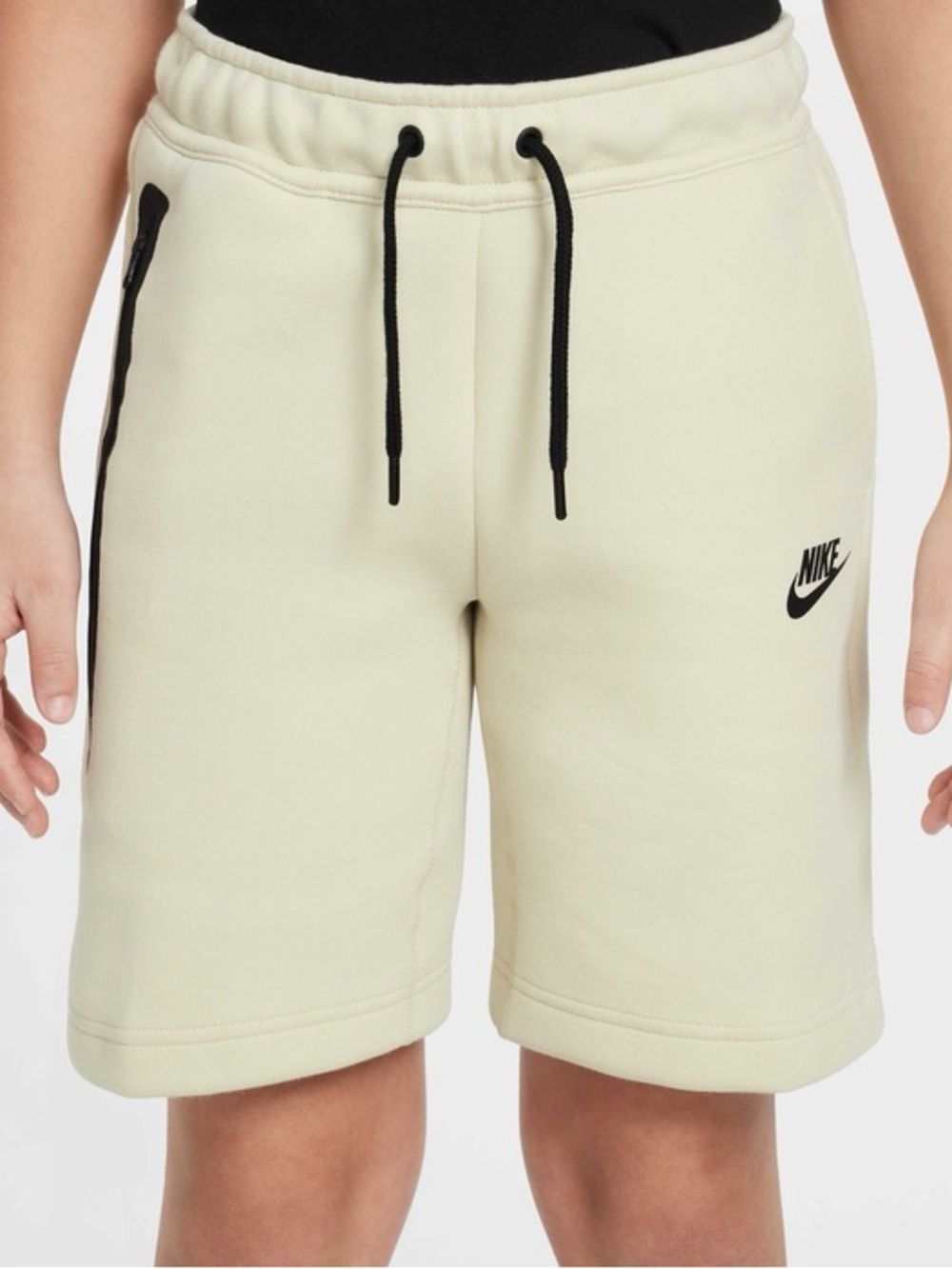 Nike Tech Boys Cream Athletic Shorts with Black Accents. YL - Picture 2 of 8